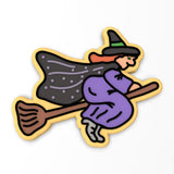 Witch on Broomstick Cookie Cutter | Stamp | Stencil #2 Halloween / Fall Cookie Cutter Lady 