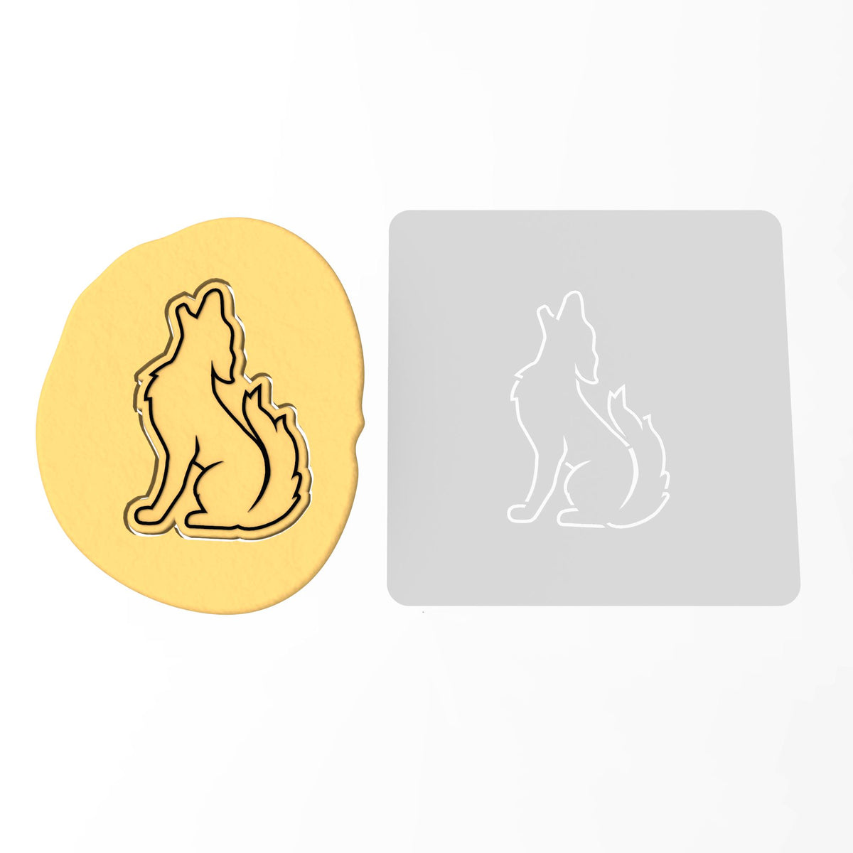 Wolf Howling  Cookie Cutter | Stamp | Stencil #1