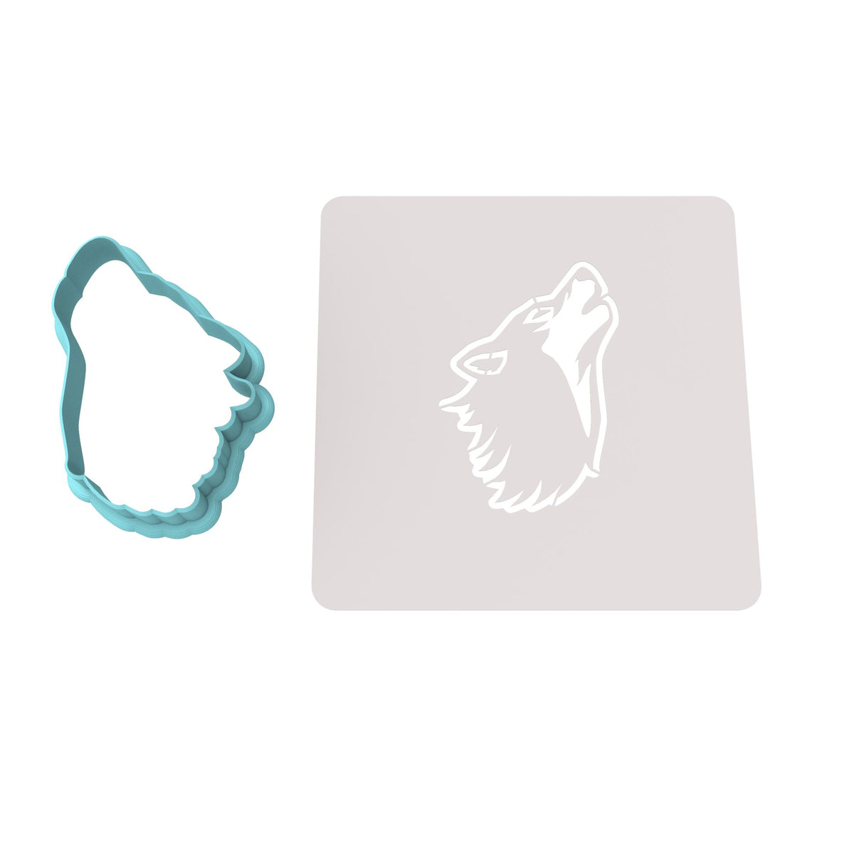 Wolf Howling Head Cookie Cutter | Stamp | Stencil #1