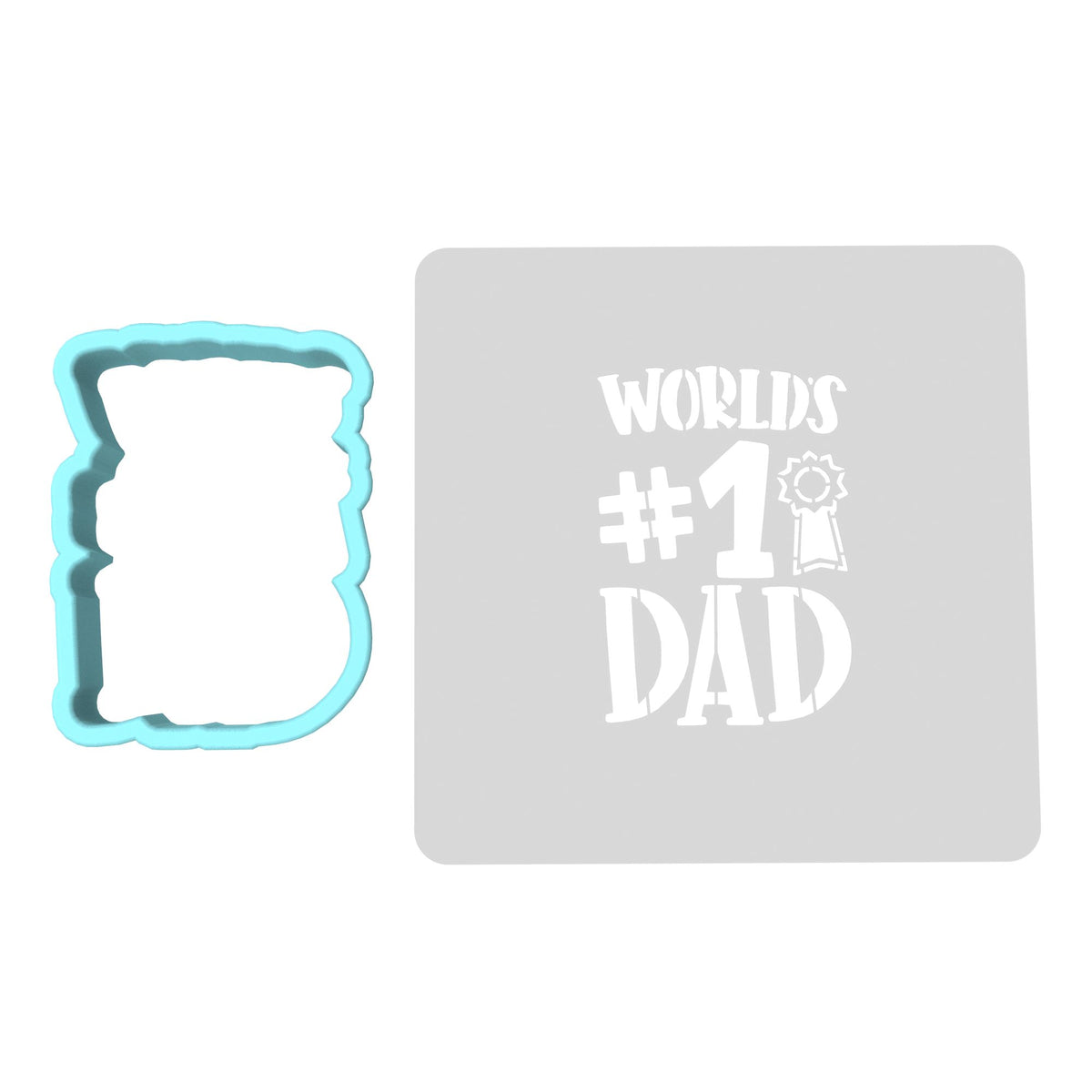 World's #1 Dad Cookie Cutter | Stamp | Stencil #2A fathers day Cookie Cutter Lady MINI - 2 Inches (5cm) **BUNDLE** Cutter + Stencil 