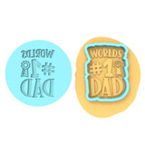 World's #1 Dad Cookie Cutter | Stamp | Stencil #2A fathers day Cookie Cutter Lady MINI - 2 Inches (5cm) **BUNDLE** Cutter + Debosser 