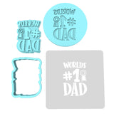 World's #1 Dad Cookie Cutter | Stamp | Stencil #2A fathers day Cookie Cutter Lady MINI - 2 Inches (5cm) **FULL SET BUNDLE** Cutter + Stamp + Stencil + Debosser **BEST DEAL** 