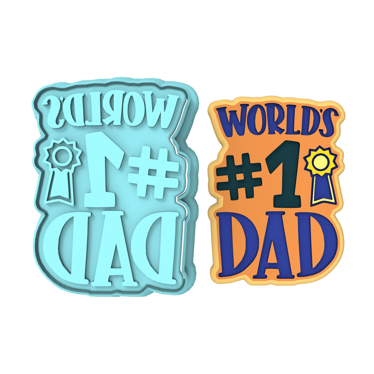 World's #1 Dad Cookie Cutter | Stamp | Stencil #2A fathers day Cookie Cutter Lady MINI - 2 Inches (5cm) **BUNDLE** Cutter + Stamp 
