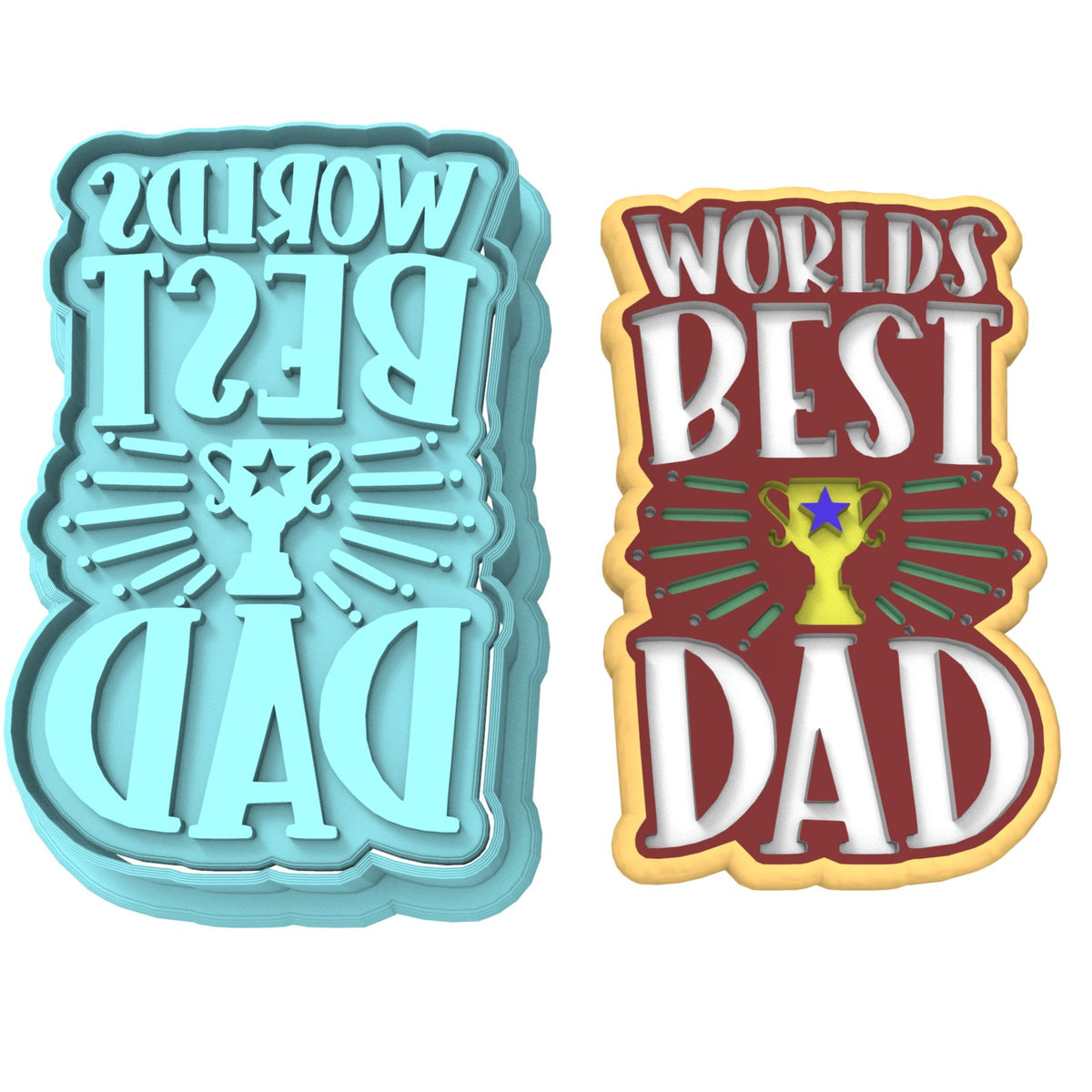 World's Best Dad Cookie Cutter | Stamp | Stencil #1 Boys/ Army / Outdoorsman Cookie Cutter Lady 2 Inch Small Cupcake Cutter + Stamp No