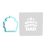 World's Greatest Dad Cookie Cutter | Stamp | Stencil #1 Cookie Cutter Lady MINI - 2 Inches (5cm) **BUNDLE** Cutter + Stencil 