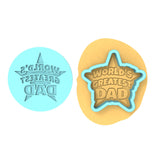 World's Greatest Dad Cookie Cutter | Stamp | Stencil #2 Cookie Cutter Lady MINI - 2 Inches (5cm) **BUNDLE** Cutter + Debosser 