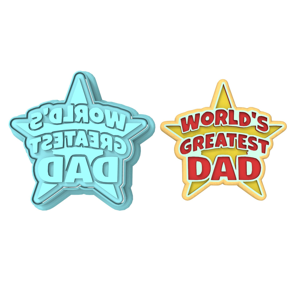 World's Greatest Dad Cookie Cutter | Stamp | Stencil #2 Cookie Cutter Lady MINI - 2 Inches (5cm) **BUNDLE** Cutter + Stamp 