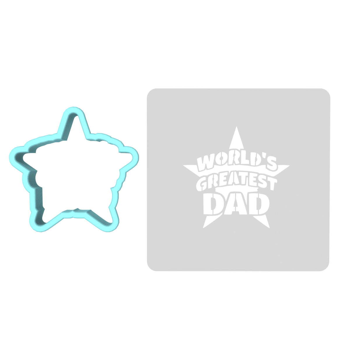 World's Greatest Dad Cookie Cutter | Stamp | Stencil #2 Cookie Cutter Lady MINI - 2 Inches (5cm) **BUNDLE** Cutter + Stencil 