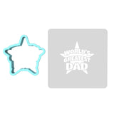 World's Greatest Dad Cookie Cutter | Stamp | Stencil #2 Cookie Cutter Lady MINI - 2 Inches (5cm) **BUNDLE** Cutter + Stencil 