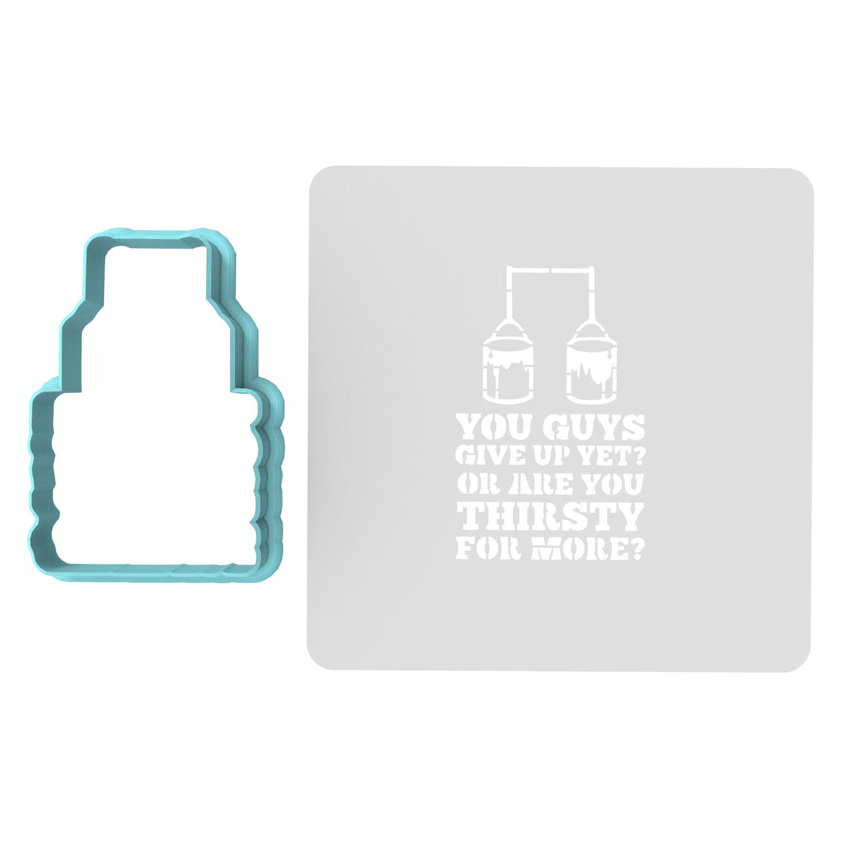 You Guys Give Up Yet Cookie Cutter | Stamp | Stencil Xmas / Winter / NYE Cookie Cutter Lady TEENY - 1 Inch (2.5cm) **BUNDLE** Cutter + Stencil 