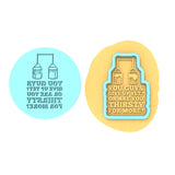 You Guys Give Up Yet Cookie Cutter | Stamp | Stencil Xmas / Winter / NYE Cookie Cutter Lady TEENY - 1 Inch (2.5cm) **BUNDLE** Cutter + Debosser 