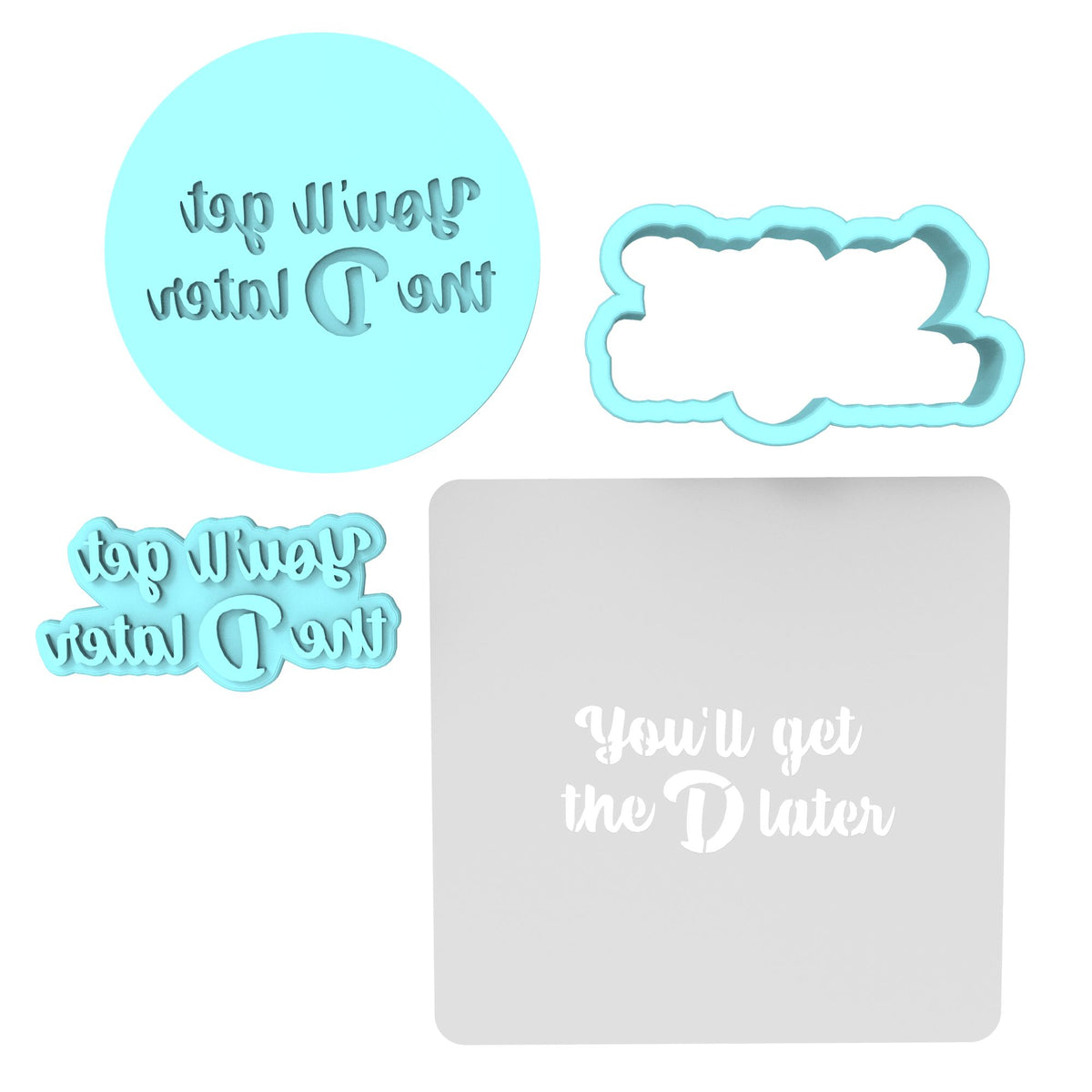 You'll Get the D Later Cookie Cutter | Stamp | Stencil #1 Wedding / Baby / V Day Cookie Cutter Lady MINI - 2 Inches (5cm) **FULL SET BUNDLE** Cutter + Stamp + Stencil + Debosser **BEST DEAL** 